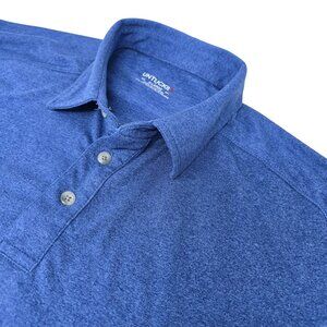 Untuckit Mens Blue Polo Shirt‎ X-Large Polyester Short Sleeve Button-Up Collar